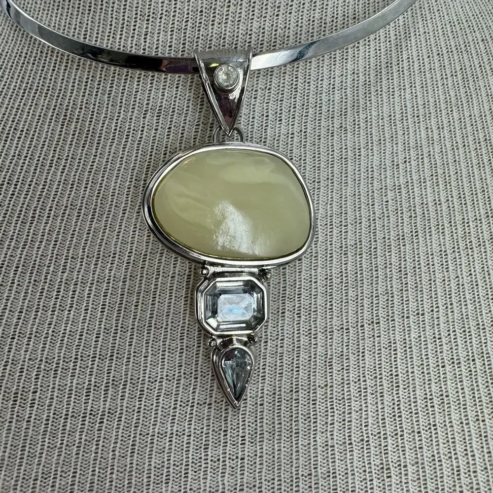 Silver plated Faux stone Choker necklace